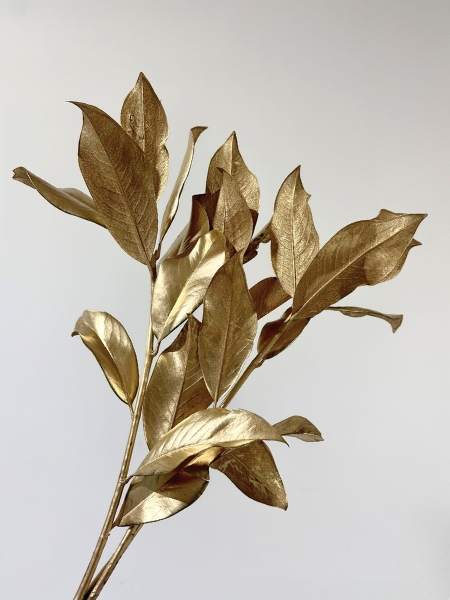 Hoja Magnolio Pintado Oro Metal 70cm 200gr