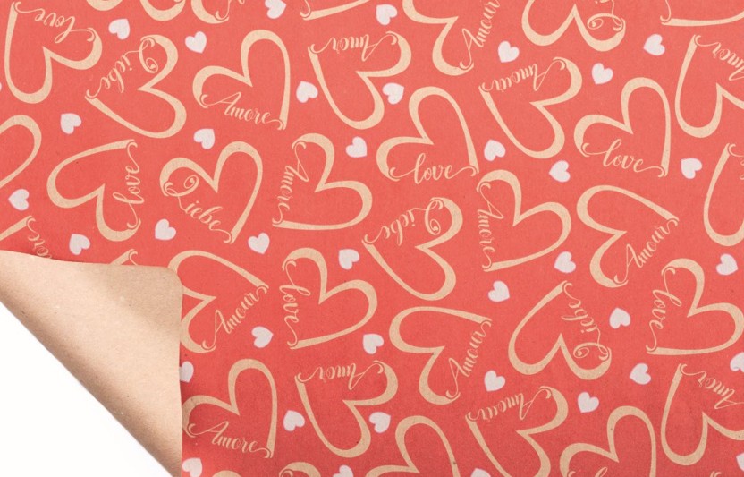 Bobina Kraft Love Heart Rojo 80x40m