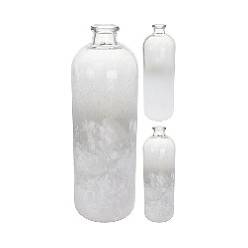 Botella Cristal Efecto Hielo Blanco/Gris 11x33Hcm